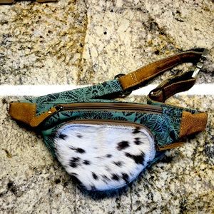 MyraBag Upcycled Canvas & Cowhide Fanny Pack